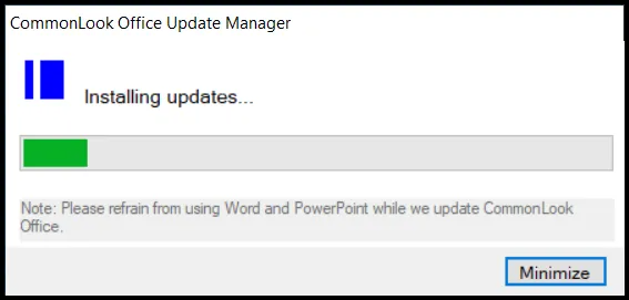 Screenshot of the installation progress bar
