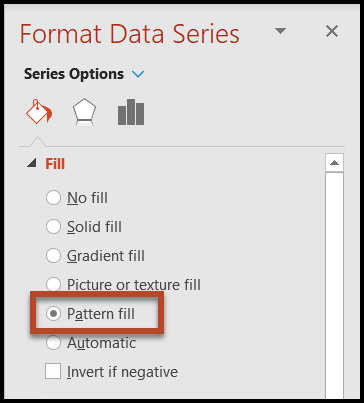 The Fill menu is open and the option for Pattern Fill has been selected.