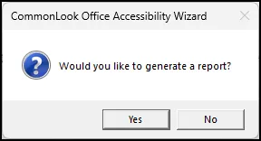 Screenshot of the message asking whether you would like to generate a report.