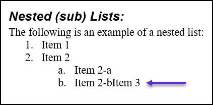 Screenshot showing Item 2-b and Item 3 on the same line.