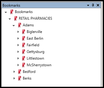 Screenshot of the bookmarks as described in the preceding list item. 