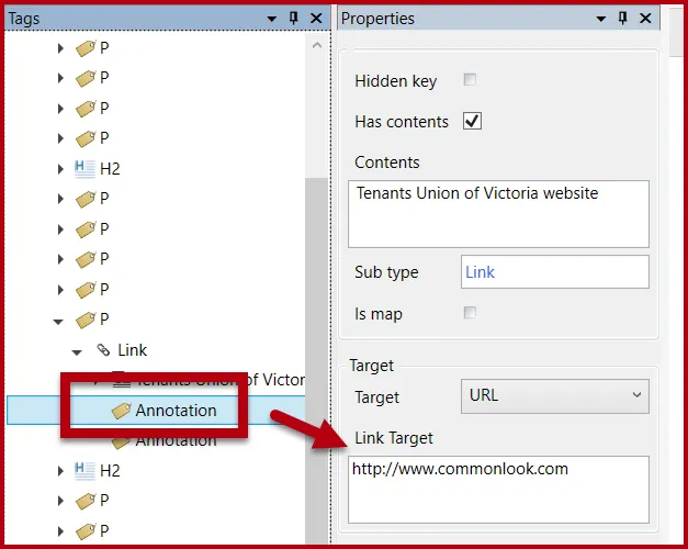 The Target for a Link Annotation.