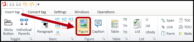 The Insert tag tab with the Figure button highlighted.  