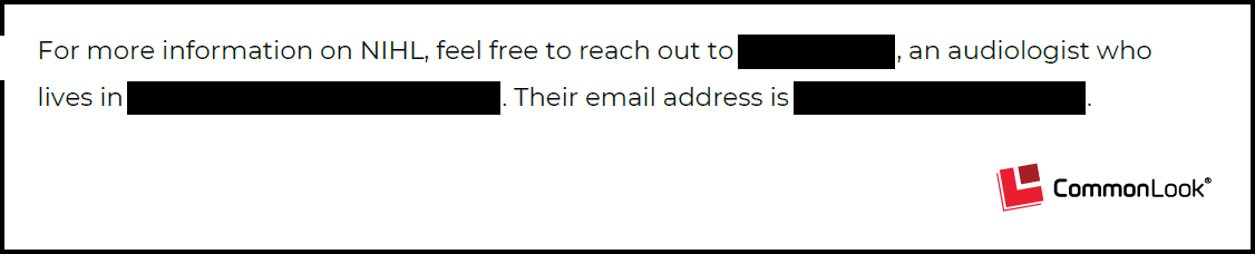 Screenshot showing a paragraph of text with some text redacted.  There are black rectangles where the text used to be. 