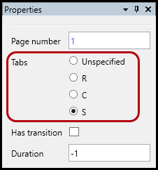 The "S" radio button selected, in the properties panel, to force tabbing order to follow the document's structure. 