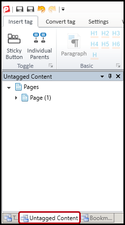 The Untagged Content panel tab is highlighted in the CommonLook interface.  