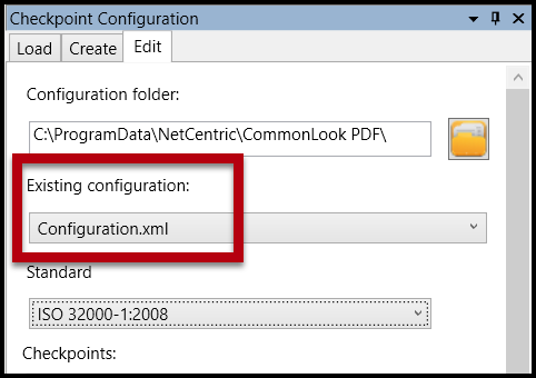 Configuration.xml is selected in the Existing Configuration dropdown menu. 
