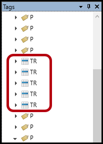 The TR tags in the tags tree.  