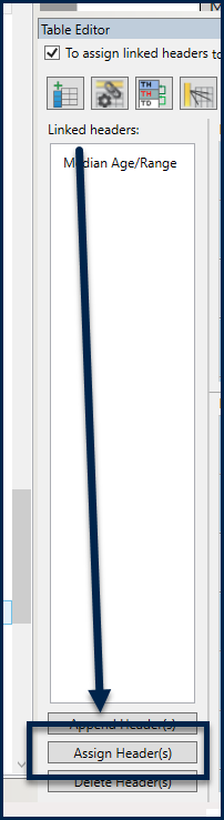 The Assign Headers button is highlighted at the bottom of the Linked headers panel.