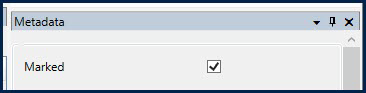 The "Marked" checkbox is checked, in the Metadata panel. 