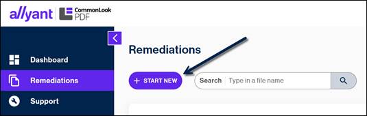 The "Start New" button is highlighted. 