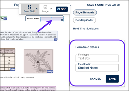 Arrow pointing to the form filed which container, which  is what is clicked to open the displayed form field details text box shown here, displaying the tooltip.