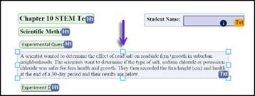 The text container holding the paragraph displayed, which is directly under the H3 container for Experimental Question.  