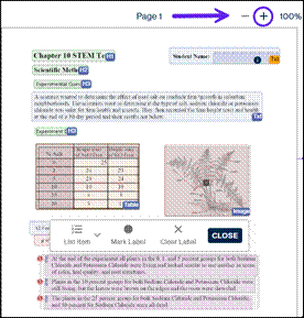 The location of the zoom in and out symbols needed to zoom in and out oof the document.  