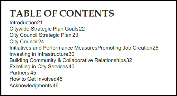 Screenshot of the table of contents in reflow, as previously described. 