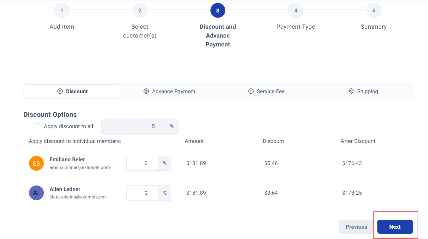 Next button to continue