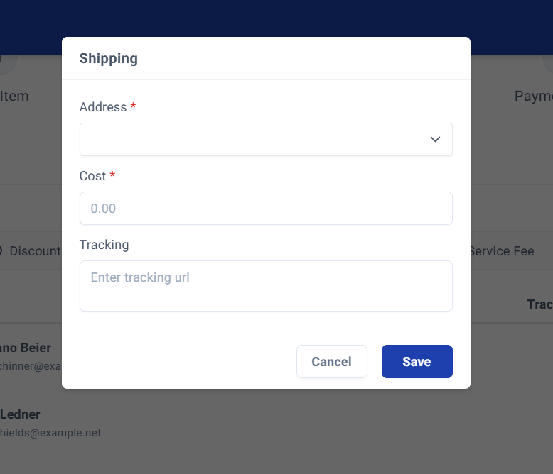Shipping details form