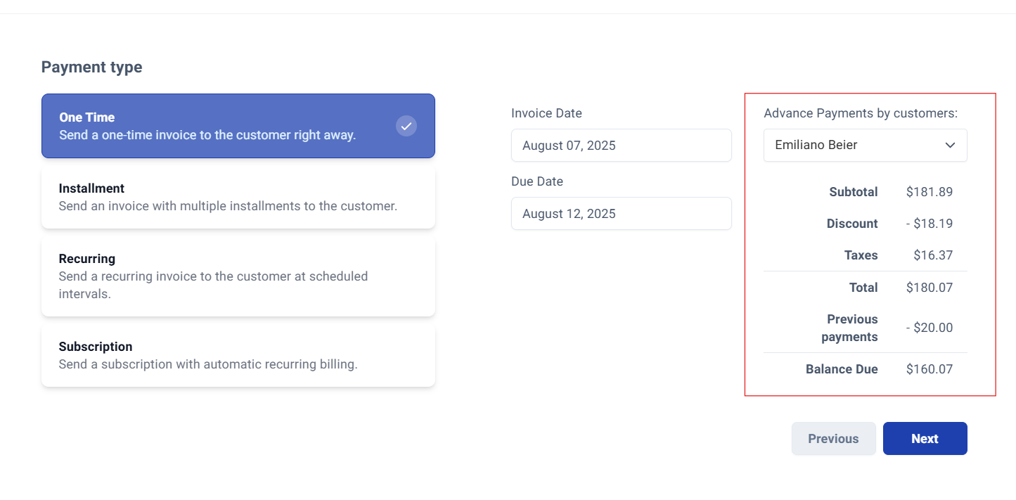 Financial summary breakdown
