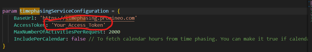 Add token to bicepparam file