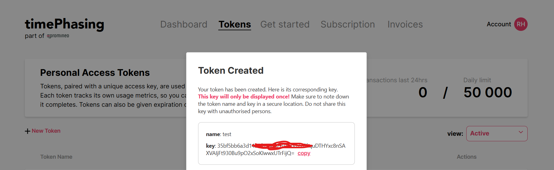 Create token