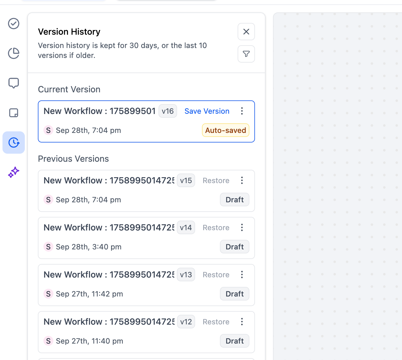 Save Version entry points