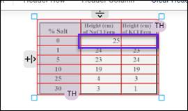 The table showing the two column and one row data cell, holding the content of 25.