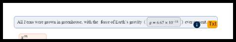 the math equation within the sentence is now successfully identified and tagged with an information icon, confirming that the new description has been applied.