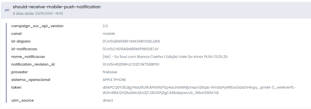 Evento de Envio Registrado na ficha do consumidor