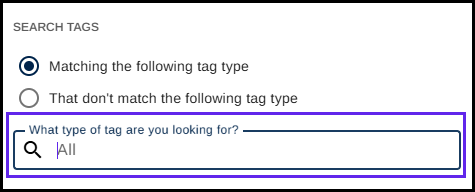 The field is highlighted in the Search Tags panel. 