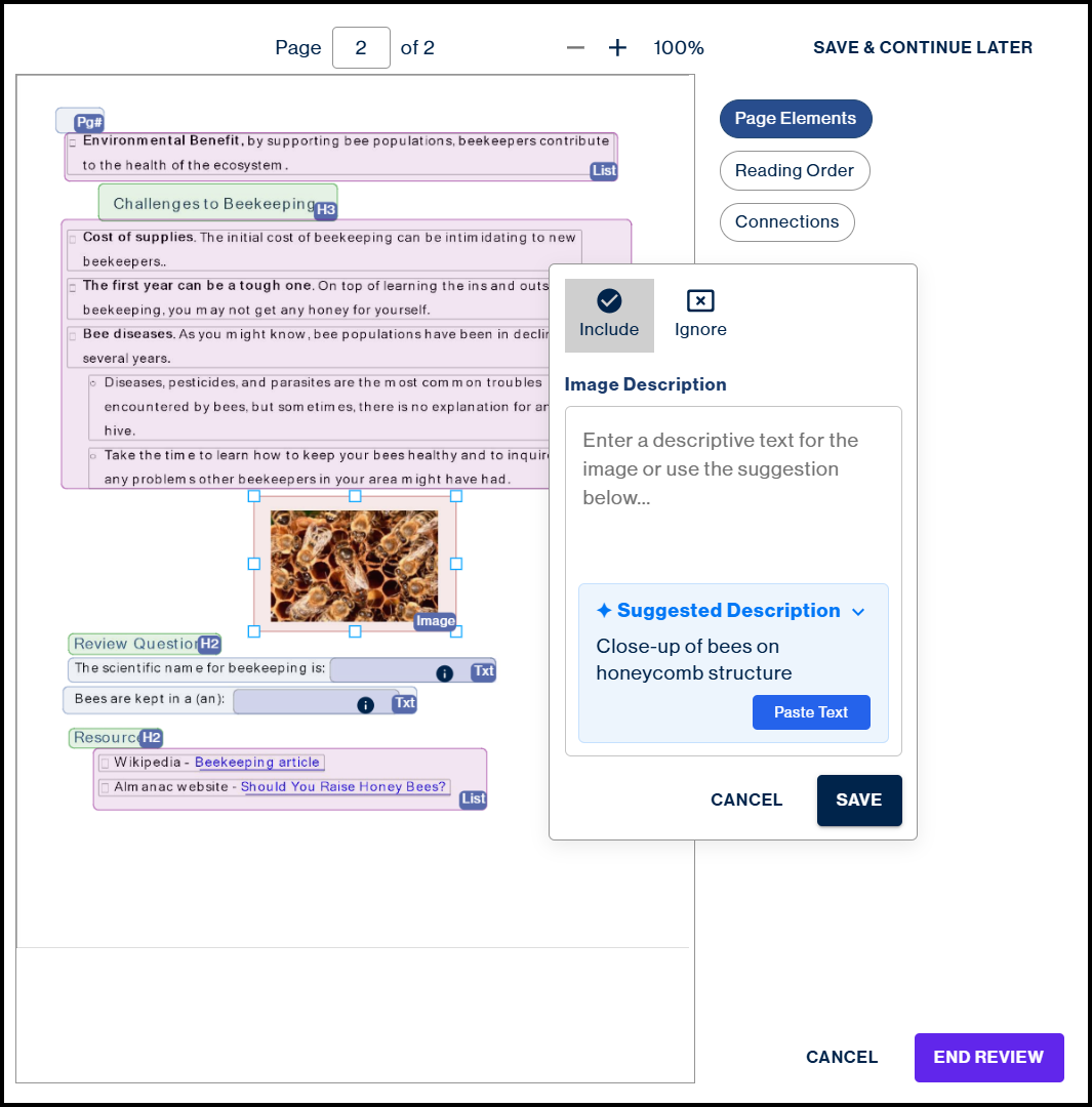 An image selected in the Simplified Editor with an automatically generated alt text suggestion displayed. The suggestion has not yet been applied to the Alt Text field