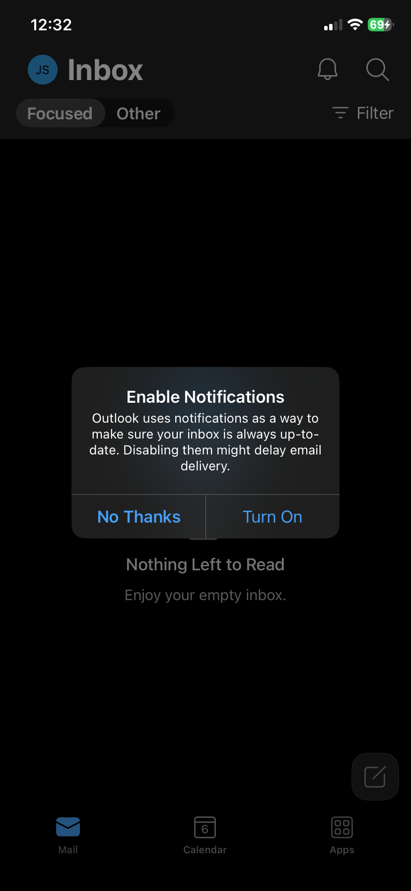 Outlook notification prompt with the Turn On button