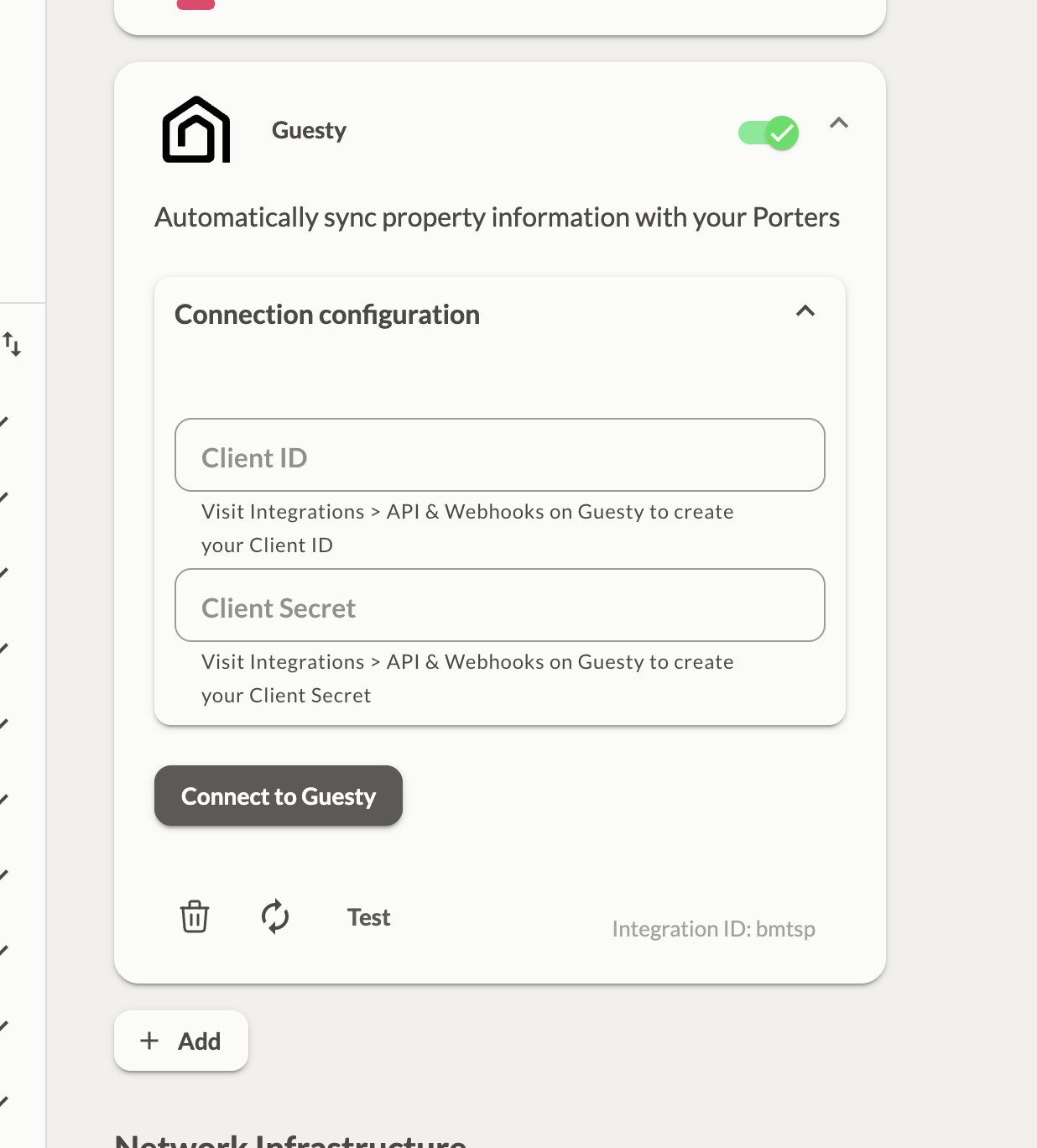 Guesty Integration Credentials