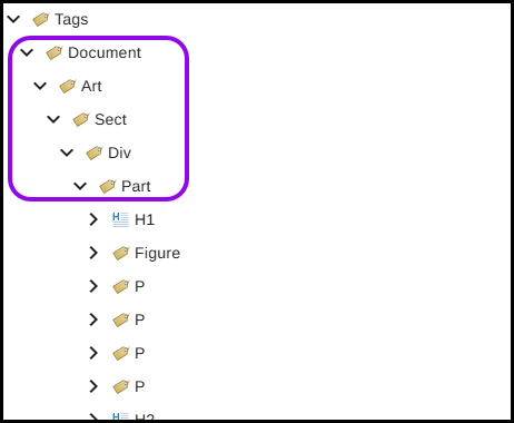 Screenshot of the Tags tree with tags nested inside various grouping tags. 