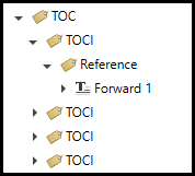 Table of contents structure showing a TOC tag with a TOCI inside, and a reference tag inside of the TOCI.