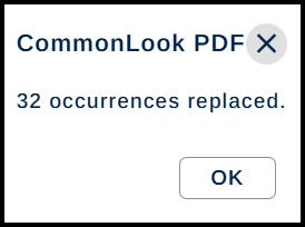 The dialog box telling the user how many symbols were given Alt text in the previous step.  