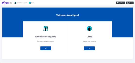 Screenshot of the Welcome Page 