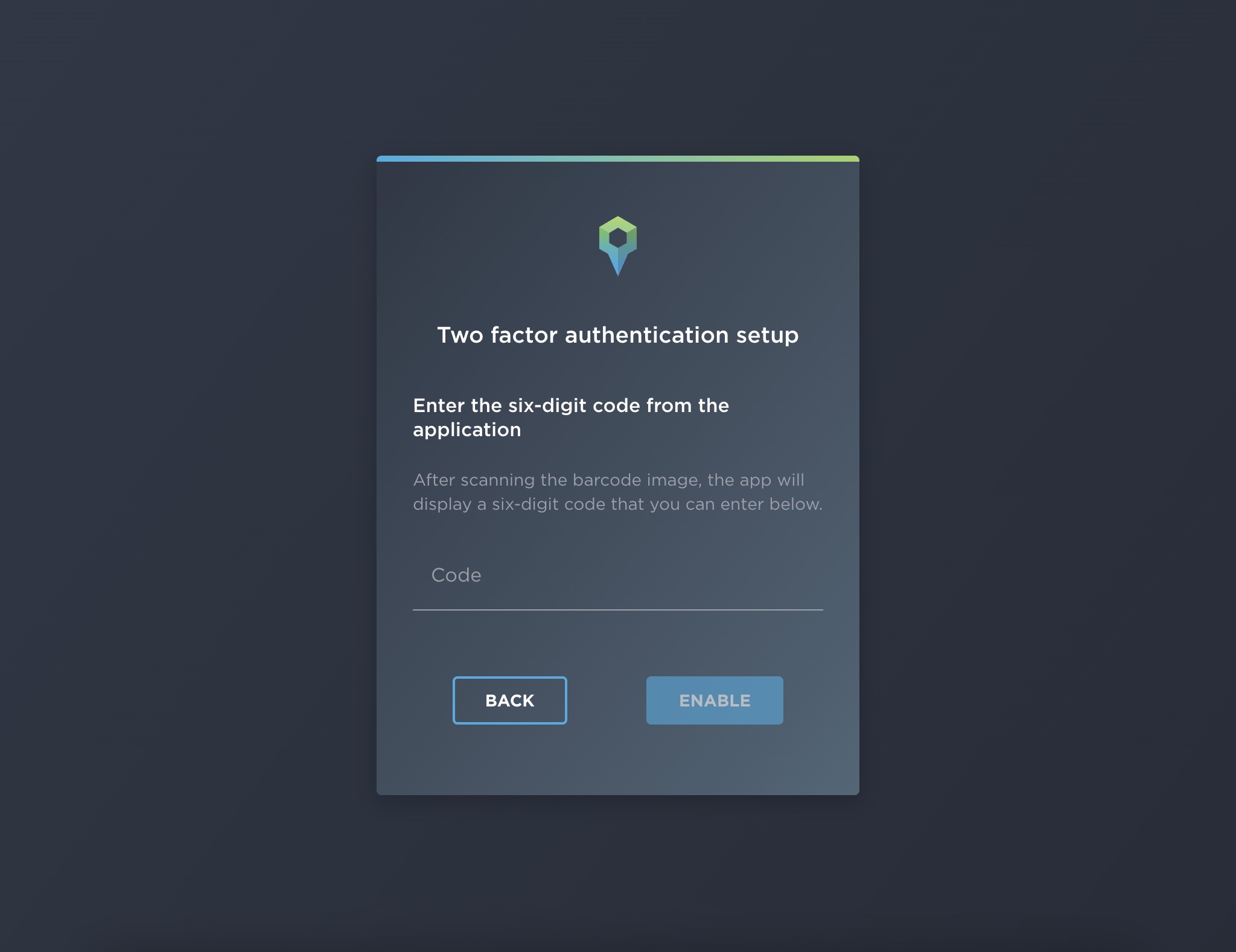 A screenshot which shows the one-time password input you will need to enter to enable two-factor authentication