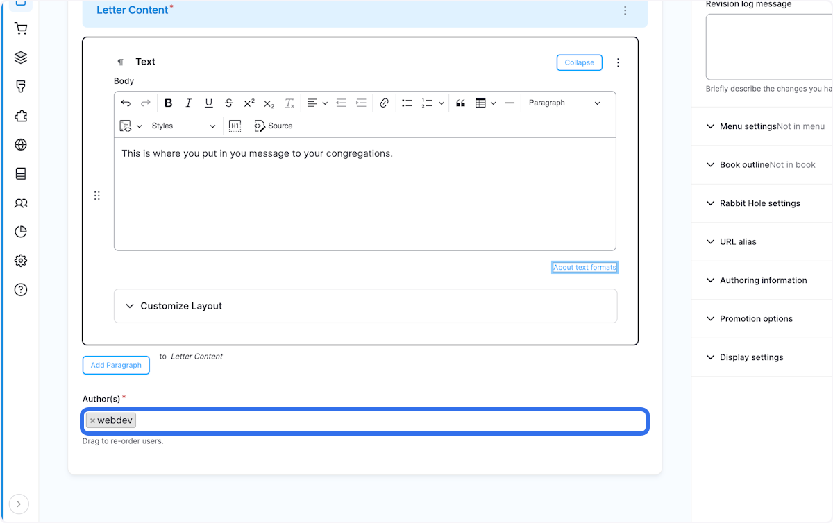 If you need to, you can change or add authors for the letter.