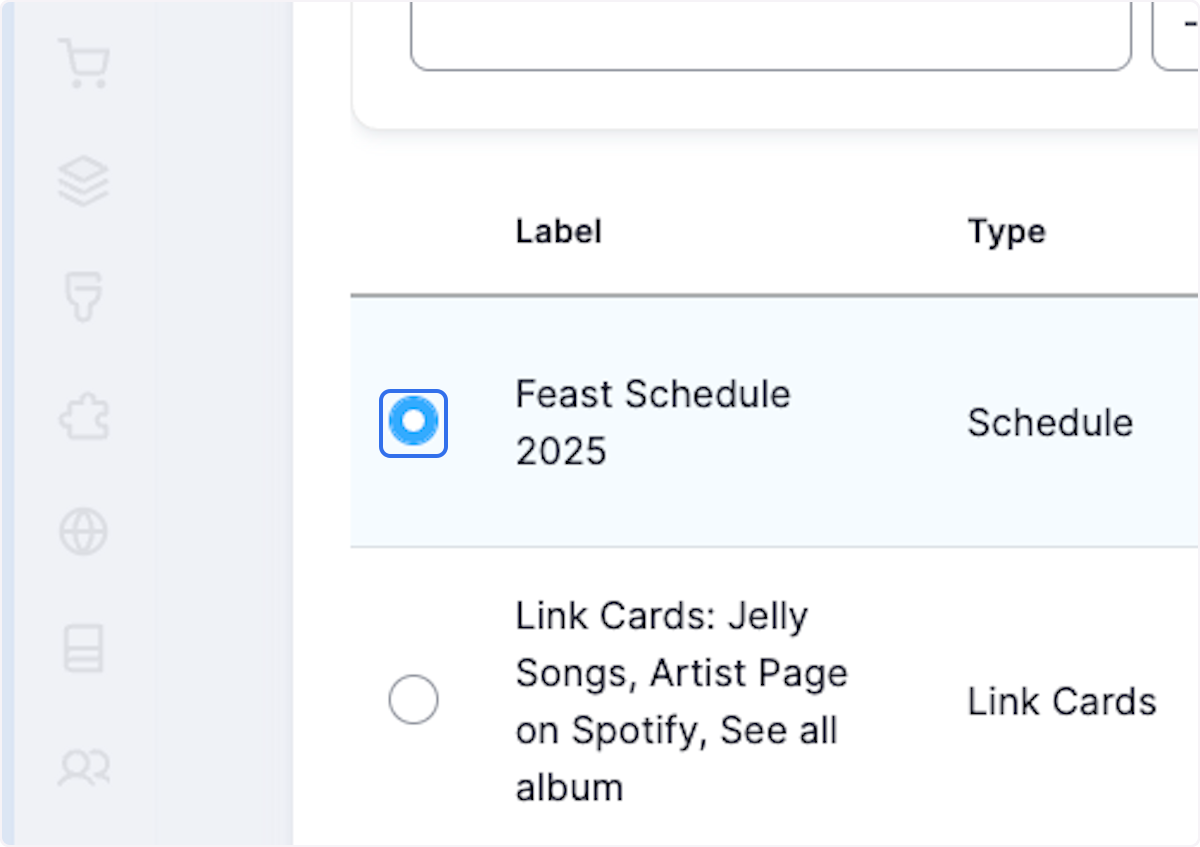 Select Select this item "Feast Schedule 2025"
