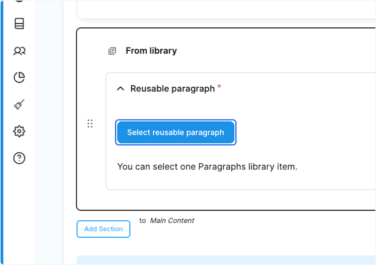 Click on Select reusable paragraph