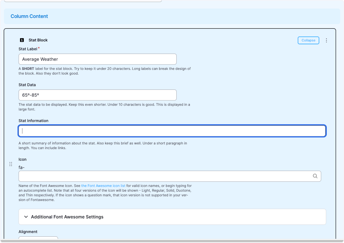 Click on Stat Information