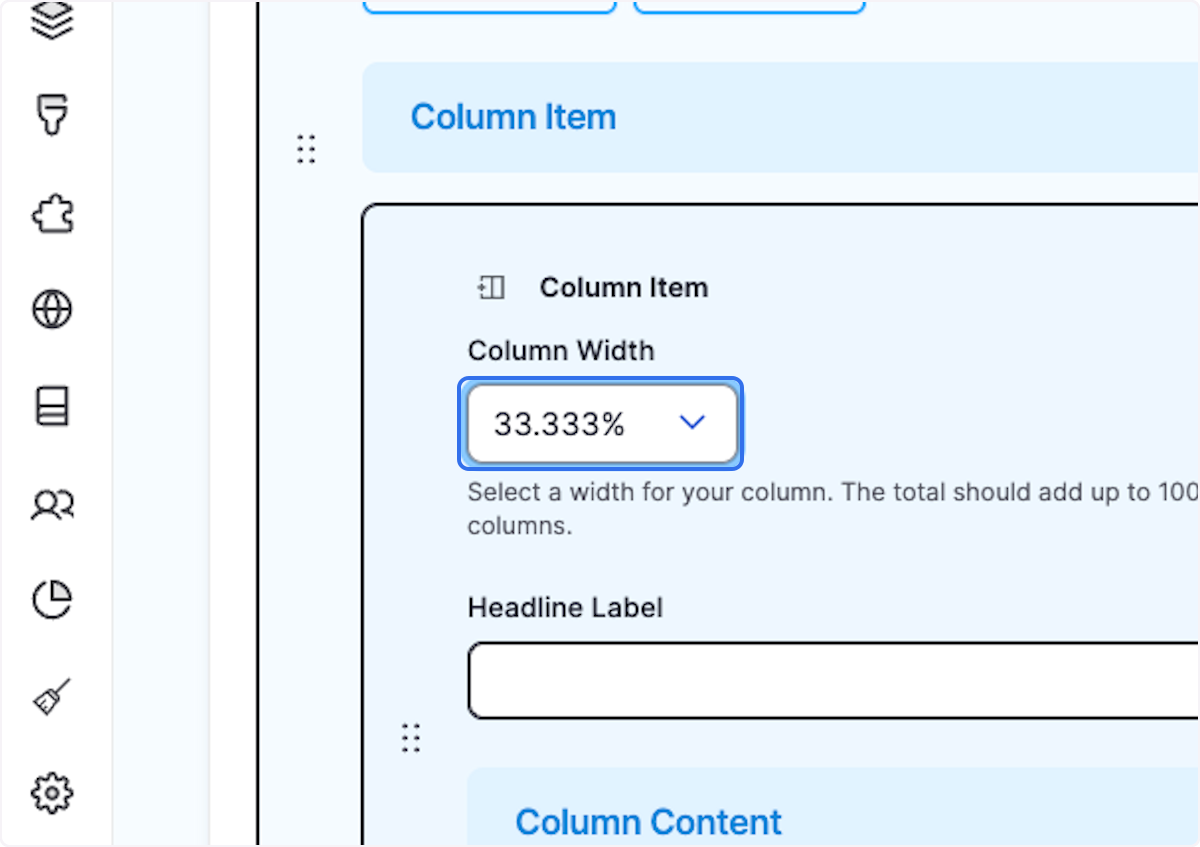 Select 33.333% from Column Width