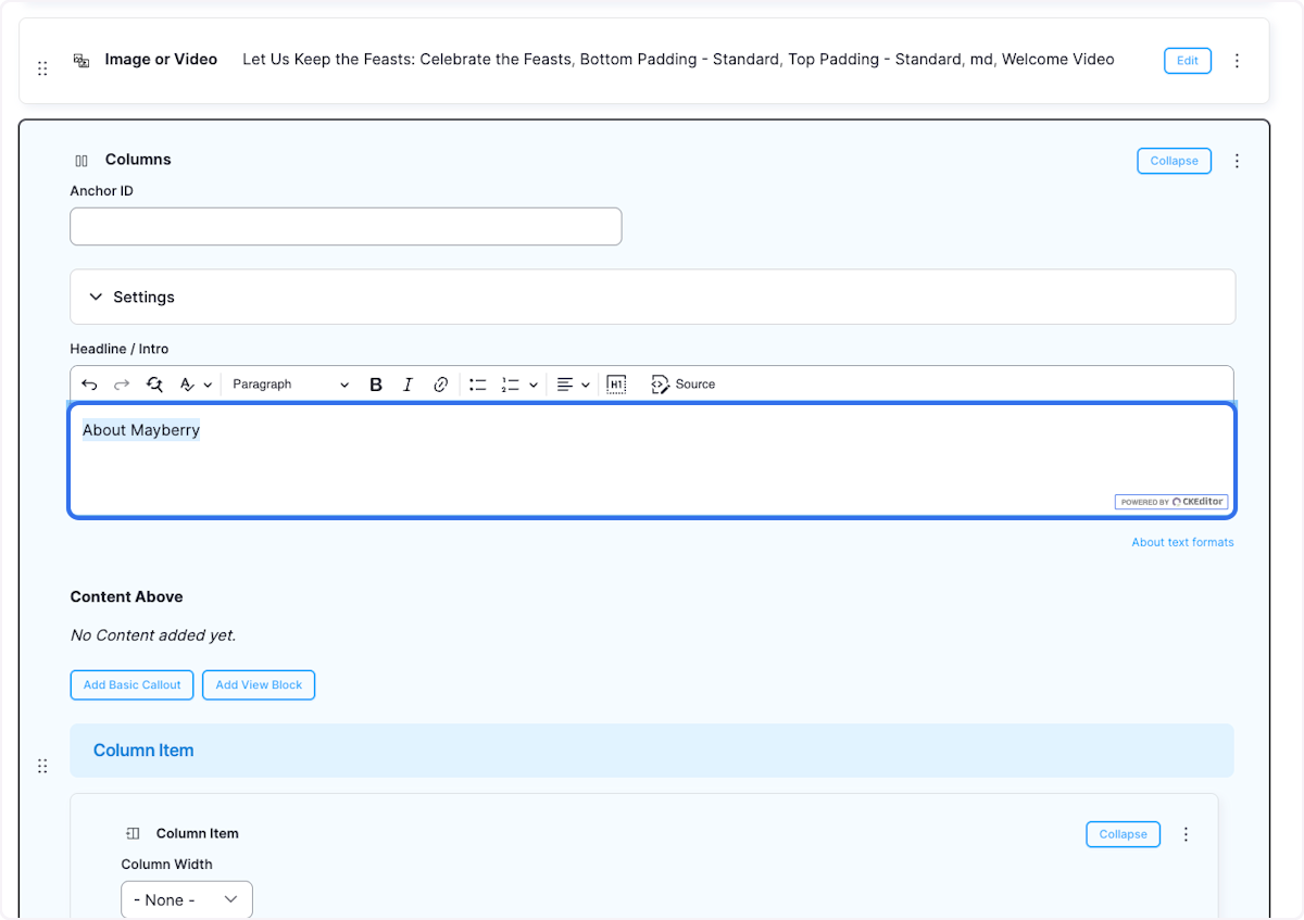You can add a Headline for the stat blocks