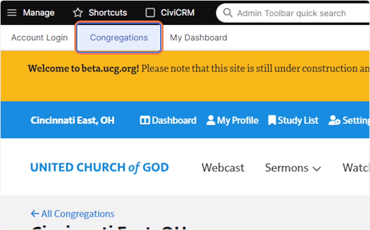 Click on Congregations