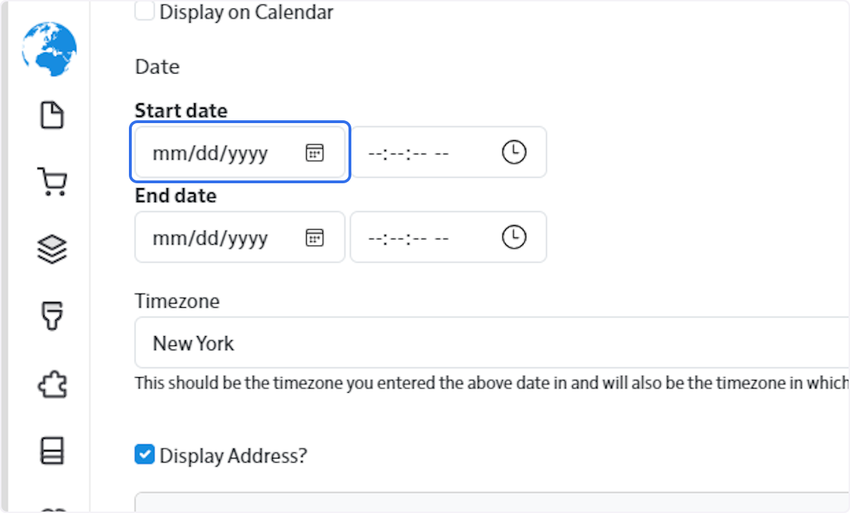 Add start and end date.