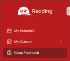 Screenshot of the "class feedback" tab in the App.