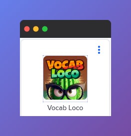 Screenshot of the Vocab Loco app icon inside Clever Library, which teachers can click to open Vocab Loco before accessing the Students tab and resyncing student rostering.
