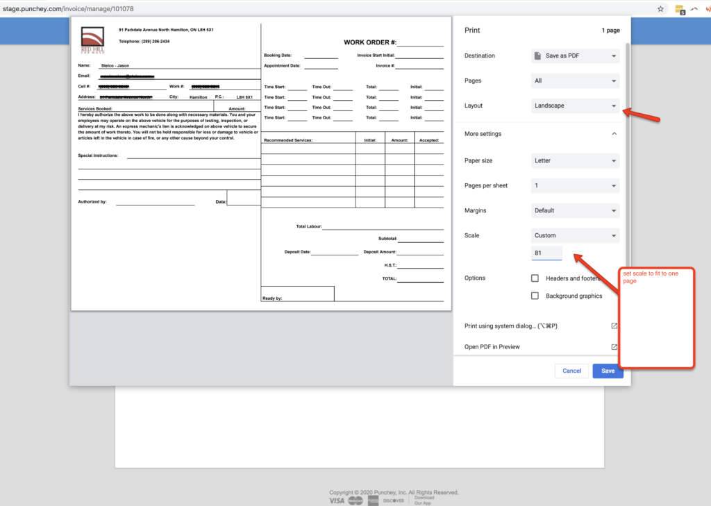 Custom Invoice Print Screen