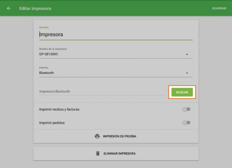 Buscar impresora Bluetooth