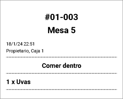 ticket con añadiendo un artículo